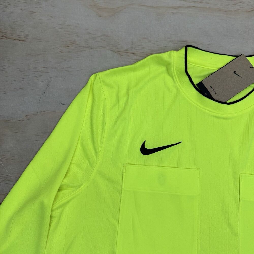 NEW Nike Dri-FIT Soccer Referee Jersey Shirt SLIM Fit Volt LG Mens DH8027-702 - Picture 4 of 14